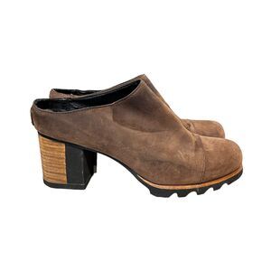Sorel Addington Waterproof Brown Leather goblincore Mules Size 9.5 grunge Y2K